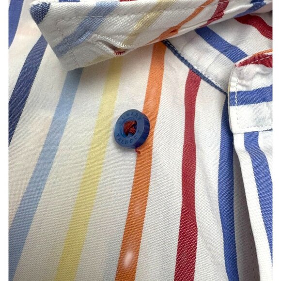 Robert Talbott Carmel White Striped Hidden Button Collar Shirt - Picture 5 of 11